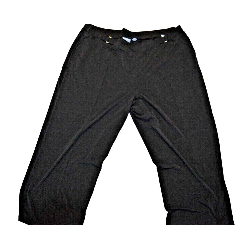 Susan Graver Regular Liquid Knit Pull On Pants w/Buckle Trim Black 3x